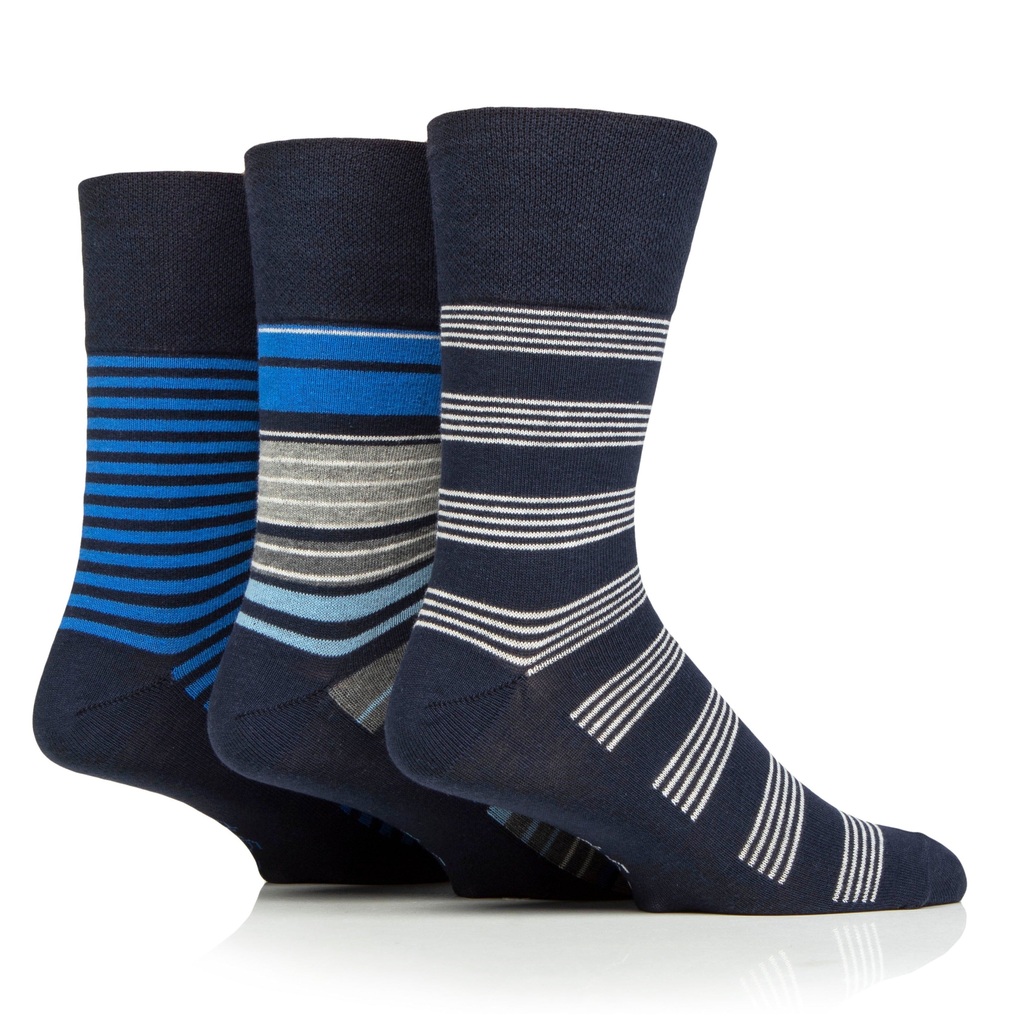 GENTLE GRIP 3Pk Printed Stripe Business Socks - Men's