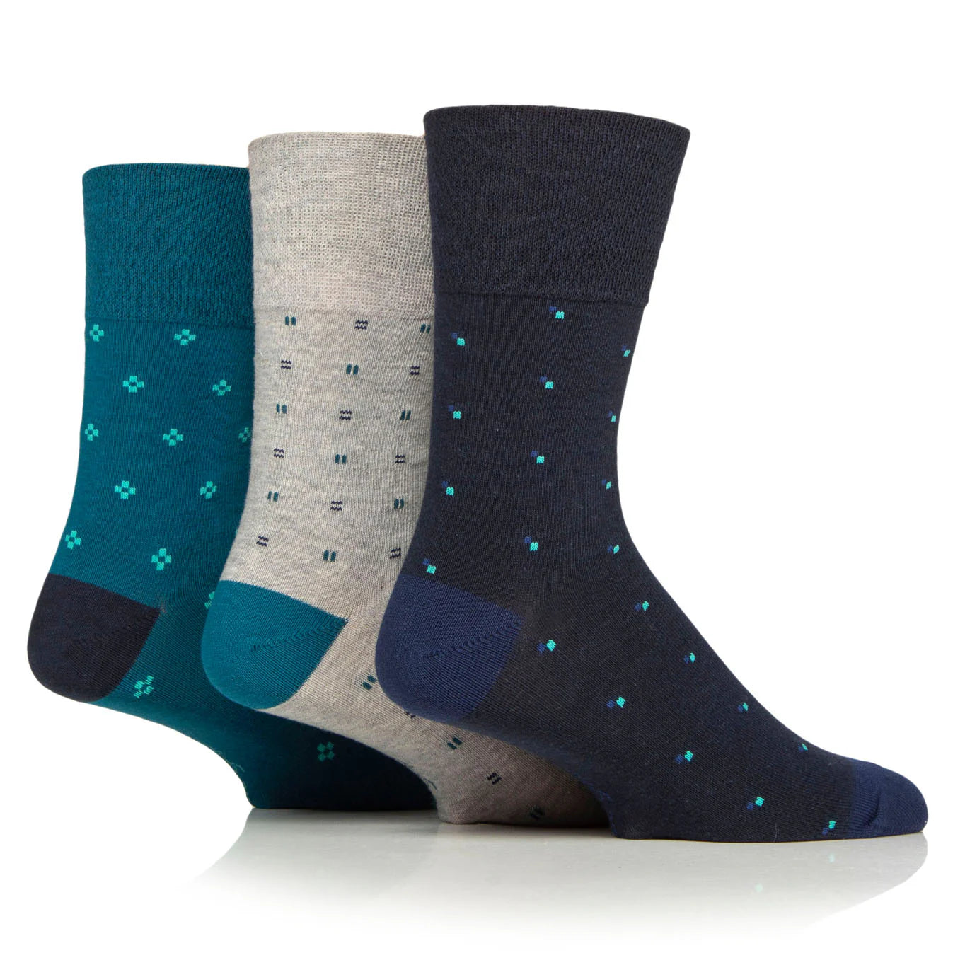 GENTLE GRIP 3Pk Business Socks - Micro Print - Mens 6-11