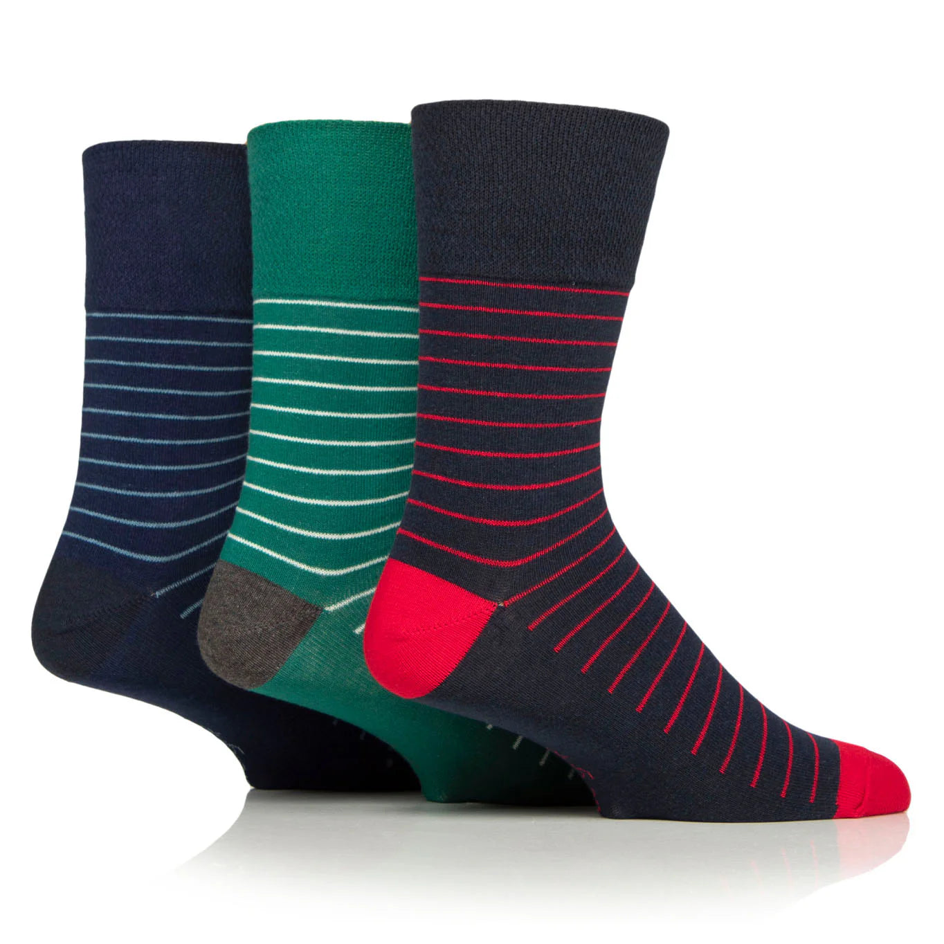 GENTLE GRIP 3Pk Printed Stripe Business Socks - Men's