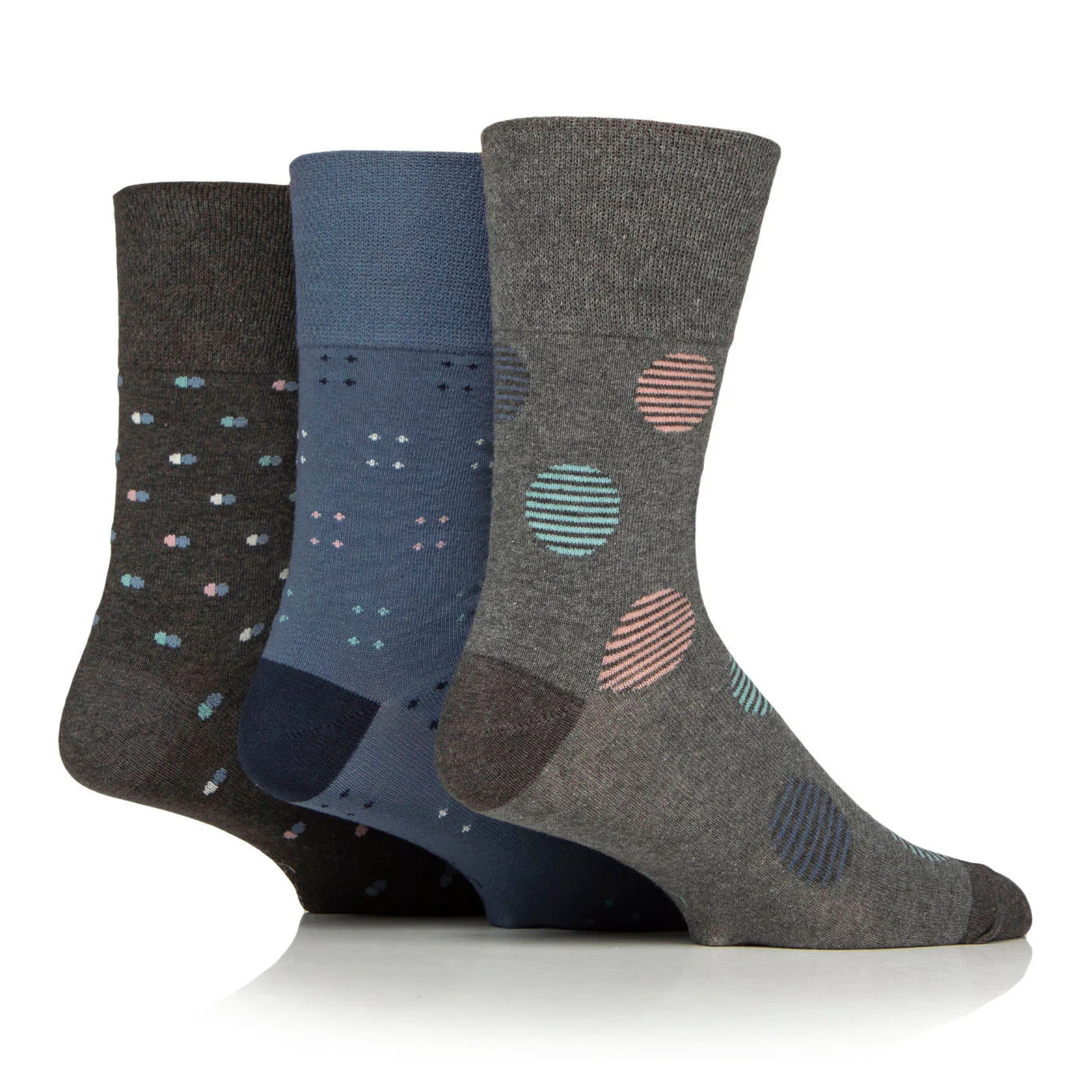 GENTLE GRIP 3Pk Business Socks-Print-Mens 6-11