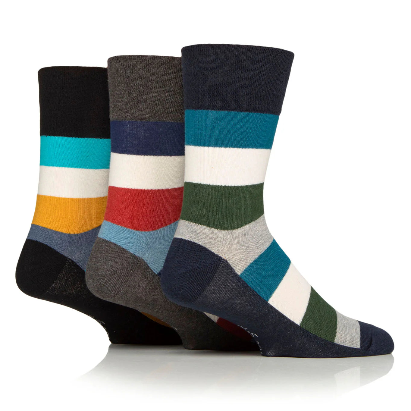 GENTLE GRIP 3Pk Printed Stripe Business Socks - Men's