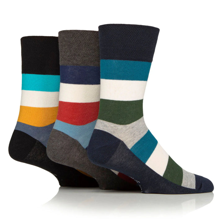 GENTLE GRIP 3Pk Printed Stripe Business Socks - Men's