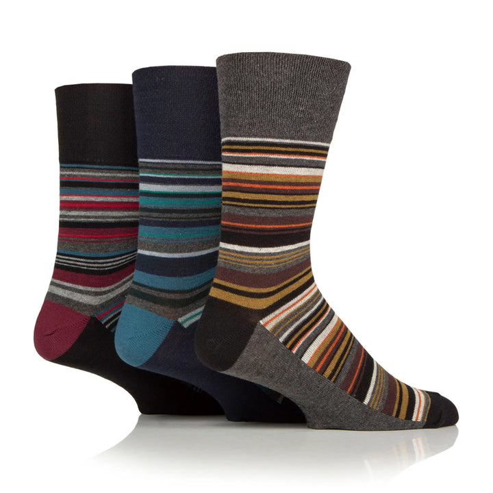 GENTLE GRIP 3Pk Printed Stripe Business Socks - Men's
