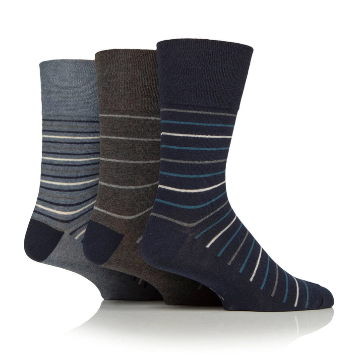 GENTLE GRIP 3Pk Printed Stripe Business Socks - Men's