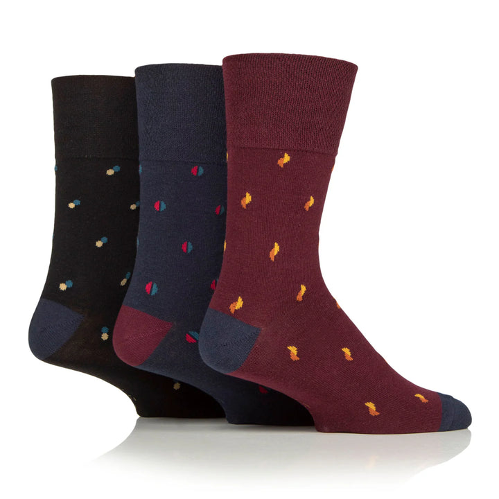 GENTLE GRIP 3Pk Business Socks - Micro Print - Mens 6-11