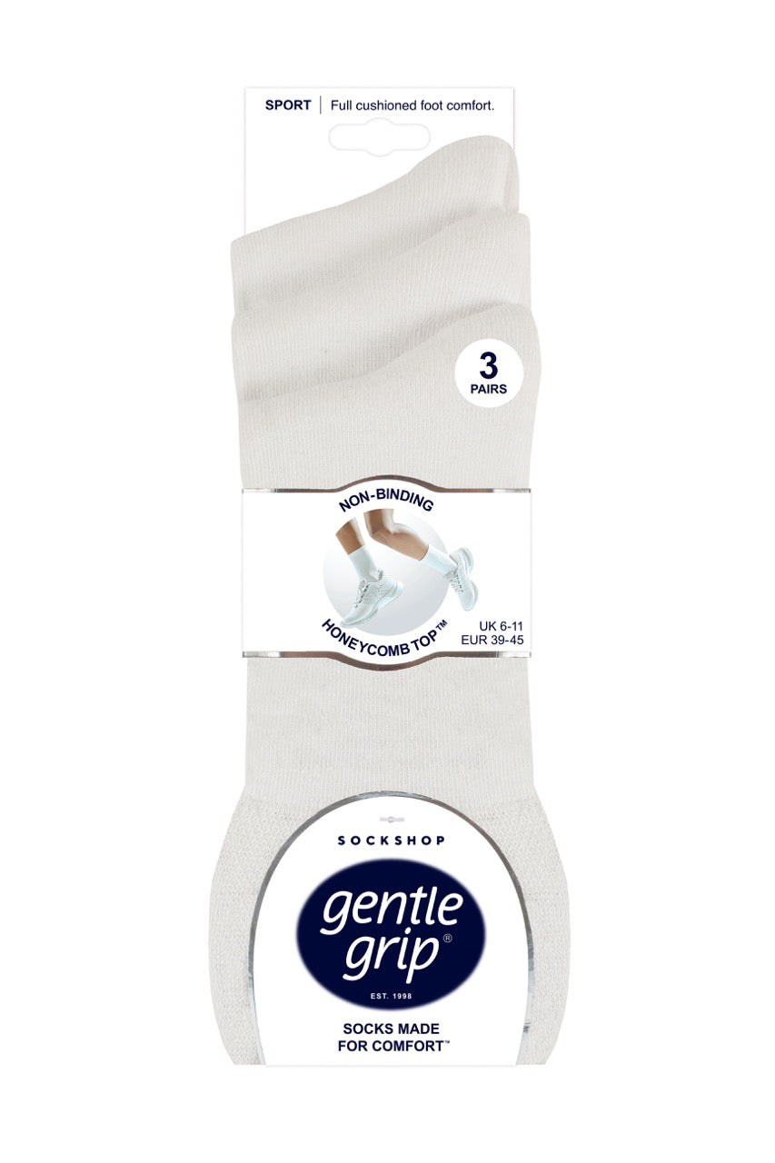 GENTLE GRIP Mens 3PK Cushion Foot Sports Socks