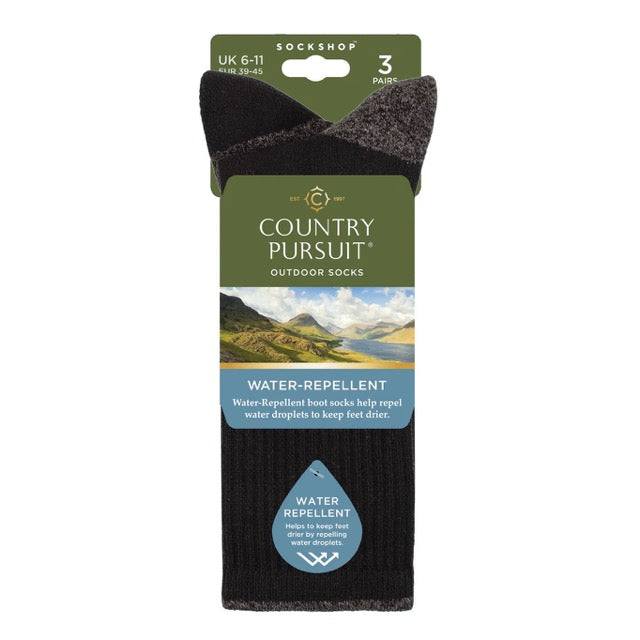 Country Pursuit 3PK Water Repellent Men's Boot Socks