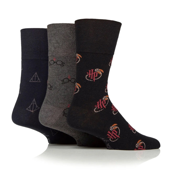 GENTLE GRIP 3Pk Licensed Cotton Harry Potter Socks - Mens