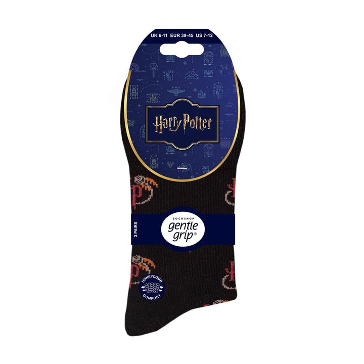 GENTLE GRIP 3Pk Licensed Cotton Harry Potter Socks - Mens