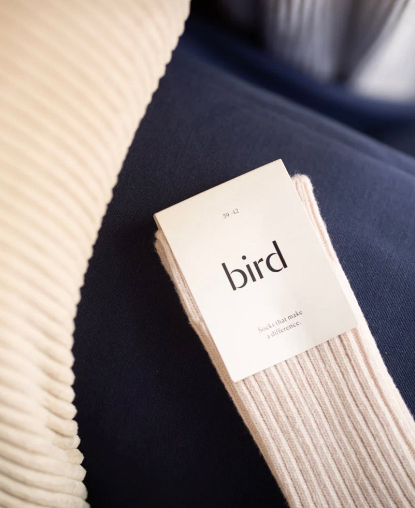 BIRD 1PK BANGALOW Sustainable Organic Egyptian Cotton Ribbed Crew Socks - Women's