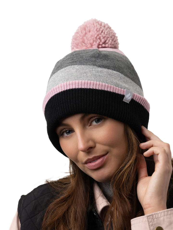 HEAT HOLDERS Snow Sport Pom Pom Thermal Beanie-Womens