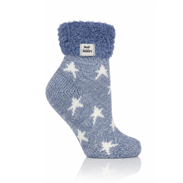 HEAT HOLDERS Feather Cuff Sleep Socks with Stars- Womens