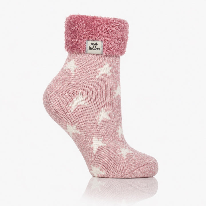 HEAT HOLDERS Feather Cuff Sleep Socks with Stars- Womens