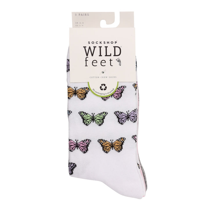 WILDFEET Ladies 3PK Colourful Novelty Cotton Crew Socks