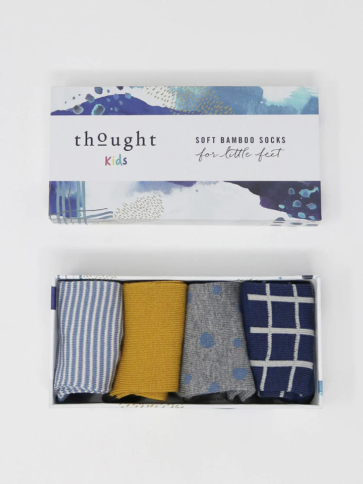 THOUGHT 4PK Bamboo Baby Socks Gift Box - River