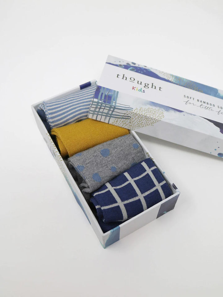 THOUGHT 4PK Bamboo Baby Socks Gift Box - River