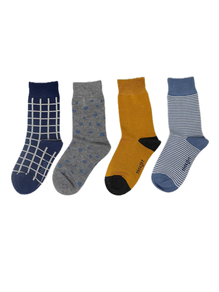 THOUGHT 4PK Bamboo Kids Socks Gift Box - River