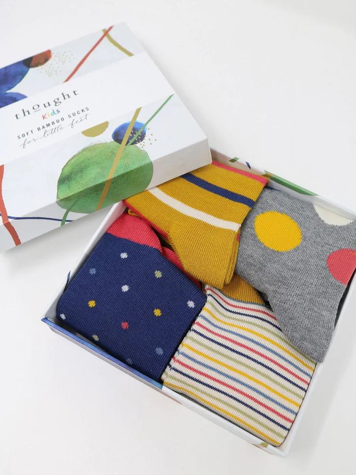 THOUGHT 4PK Bamboo Kids Socks Gift Box - Shay