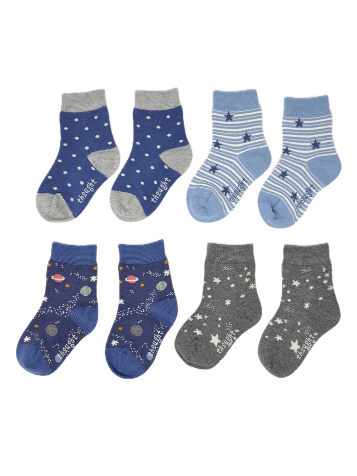 THOUGHT 4PK Bamboo Baby Socks Gift Box - Twinkle Night Sky