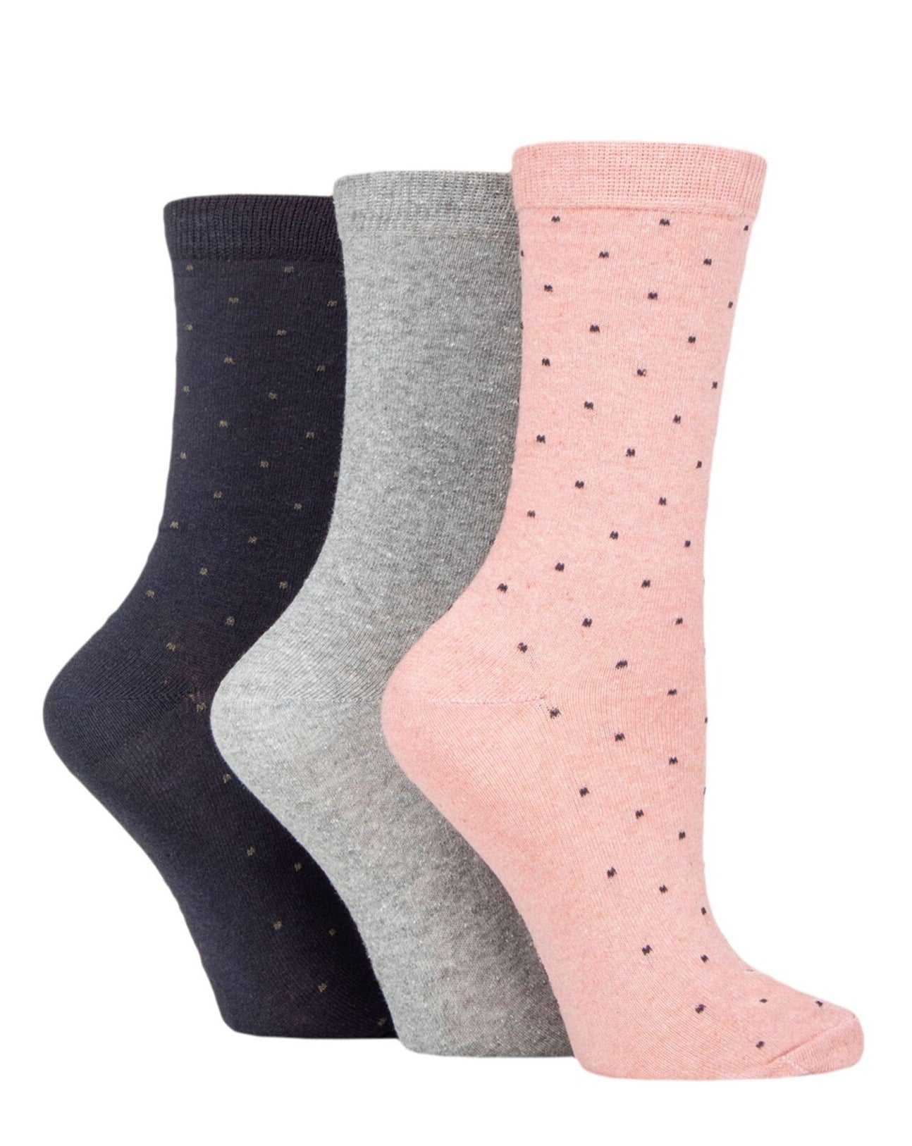 TORE 3Pk 100% Recycled Cotton Fashion Pin Dots Socks-Women's