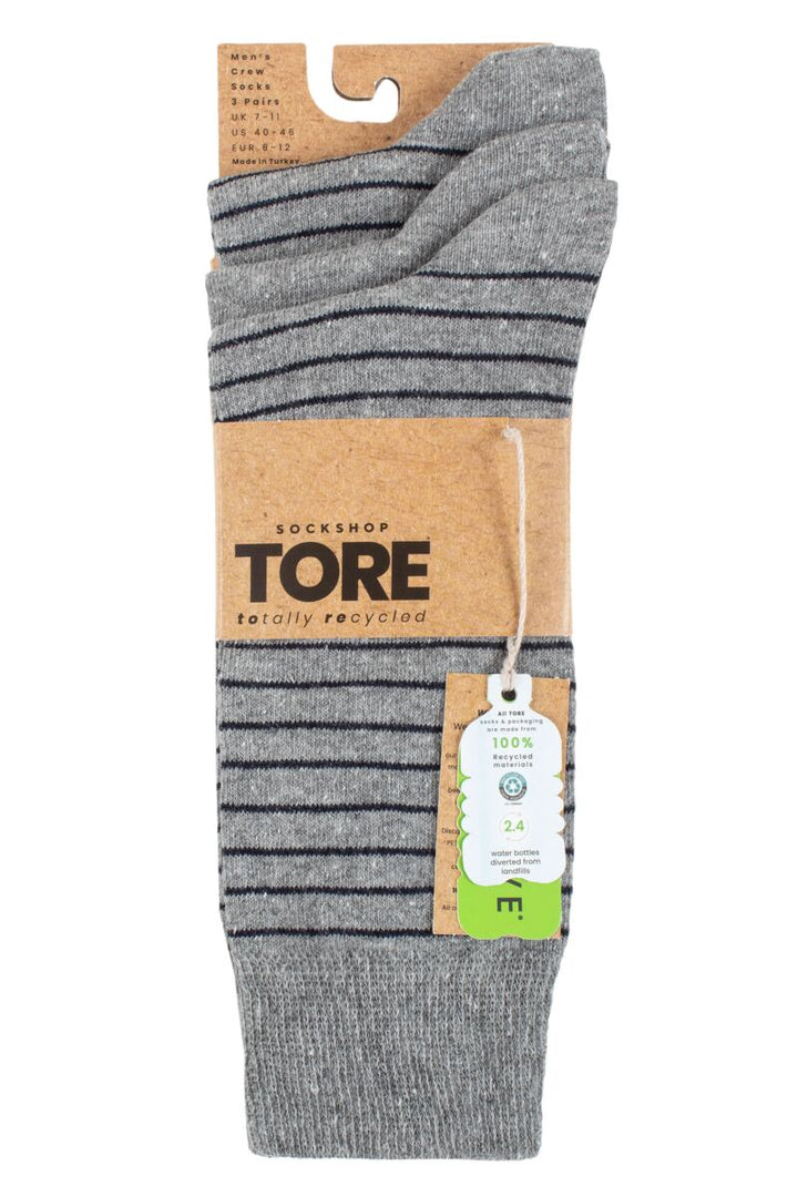 TORE 3Pk 100% Recycled Fine Placement Stripe Socks - Men's