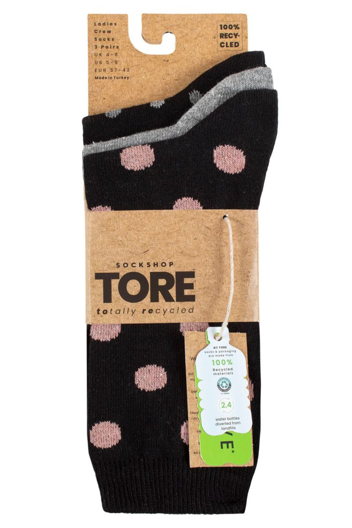 TORE 3Pk 100% Recycled Jacquard Spot Socks-Women's