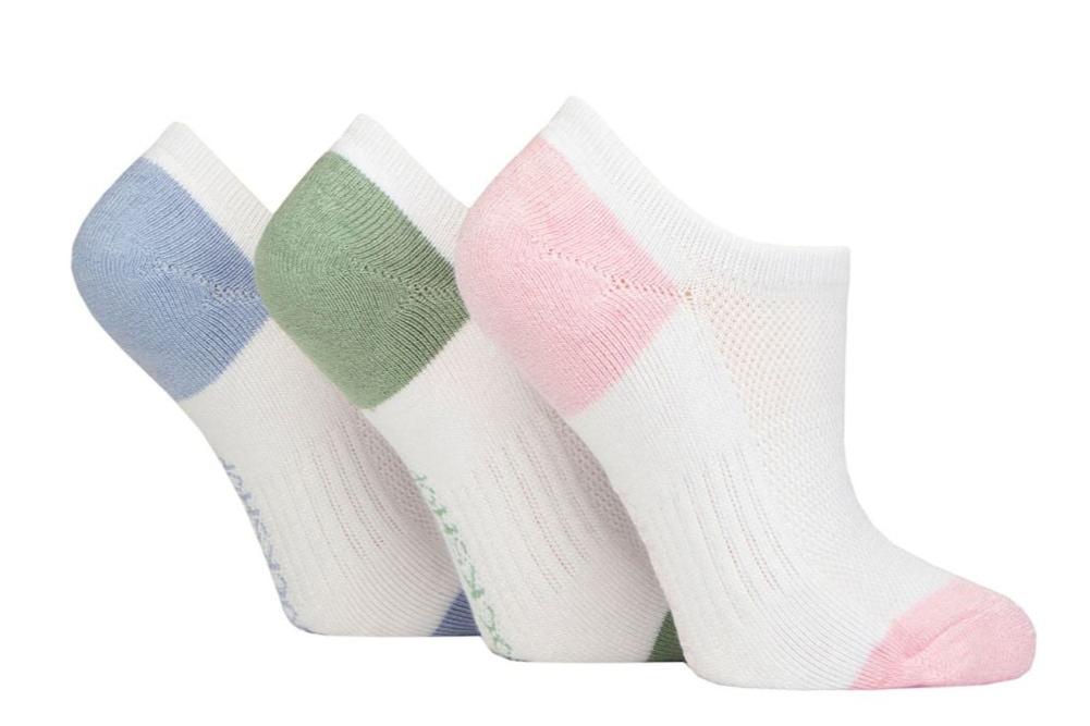 SOCKSHOP 3PK Womens Bamboo Half Cushioned No Show Socks