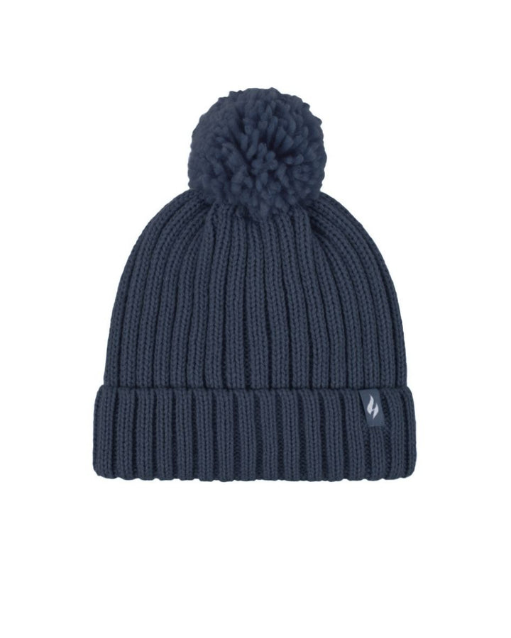 HEAT HOLDERS Kids Rockies Ribbed Thermal Beanie with Pom Pom- Unisex 7-10 Years