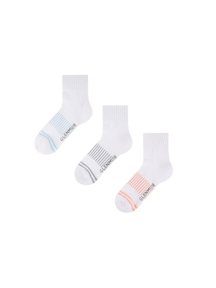 GLENMUIR 3PK Quater Crew Half Cushioned Sports Socks - Women's