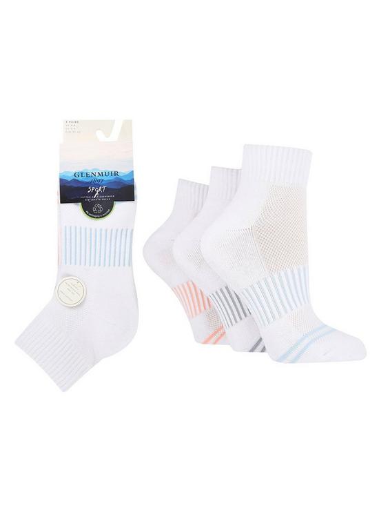 GLENMUIR 3PK Quater Crew Half Cushioned Sports Socks - Women's