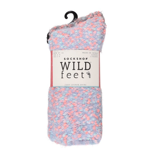 WILDFEET 2Pk Popcorn Feather Slipper Socks- Womens 4-8