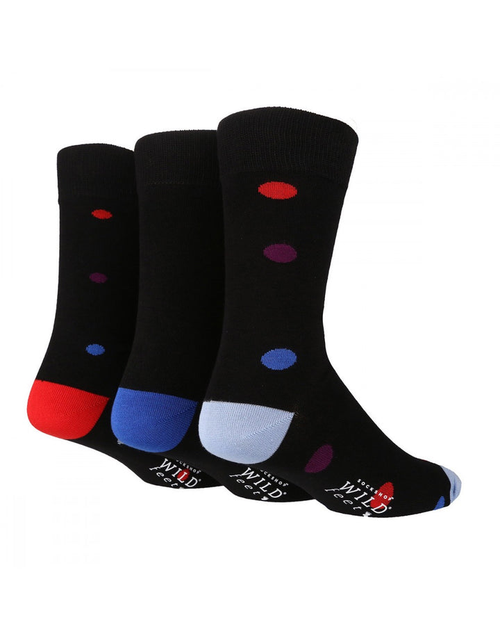 WILDFEET 3PK Bamboo Jacquard Spot Socks- Mens 7-11