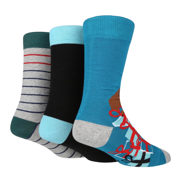 WILDFEET 3PK  Christmas Novelty Cotton Socks - Mens 7-11