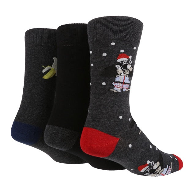 WILDFEET 3PK  Christmas Novelty Cotton Socks - Mens 7-11