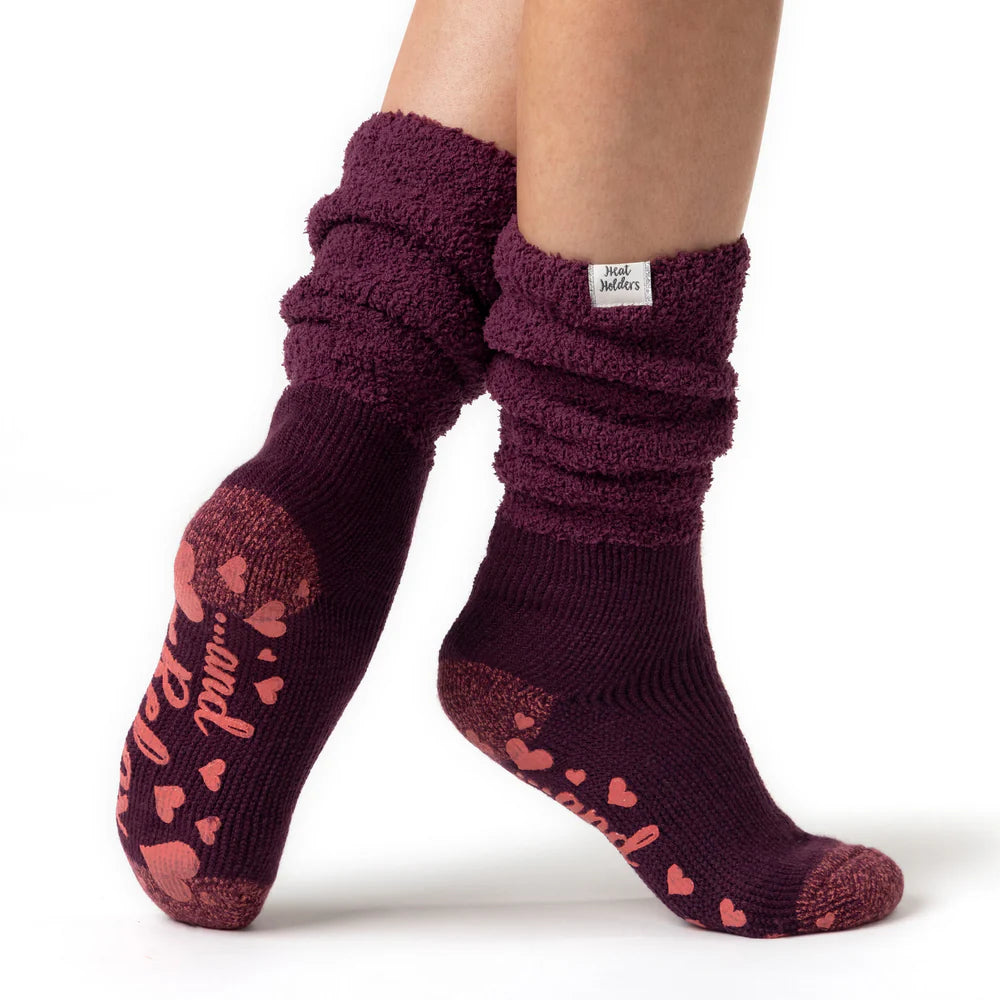 HEAT HOLDERS Lounge Slipper Socks With Comfy Slouch Top - Women's