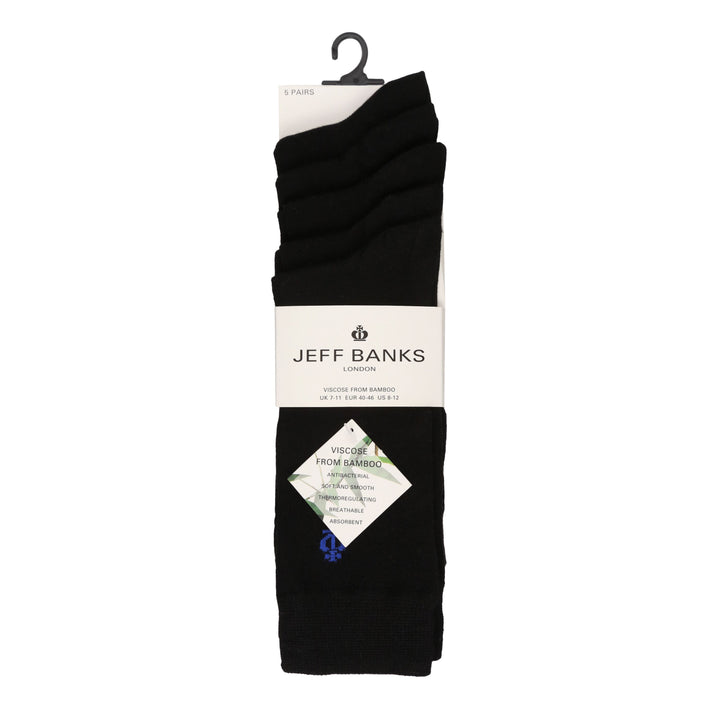 JEFF BANKS 5PK Chelmsford Men's Plain Bamboo Crew Socks