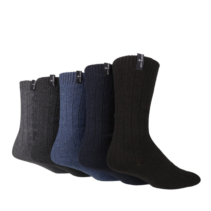 JEFF BANKS 5Pk Recycled Boot Socks- Mens 7-11