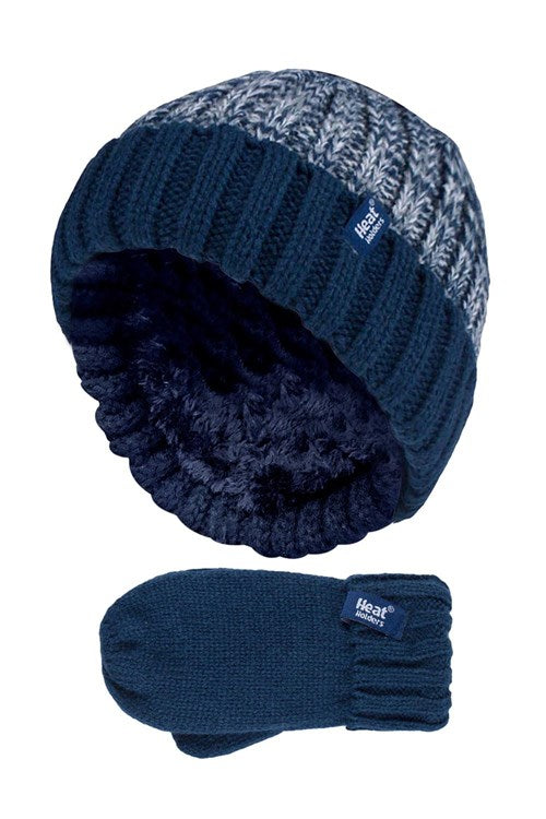 HEAT HOLDERS Turn Over Thermal Beanie & Mittens Set - Kids 3-6 years