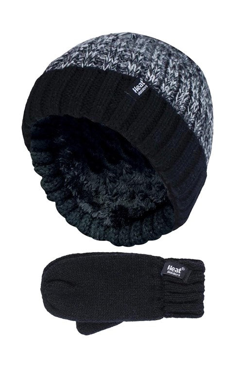 HEAT HOLDERS Turn Over Thermal Beanie & Mittens Set - Kids 3-6 years