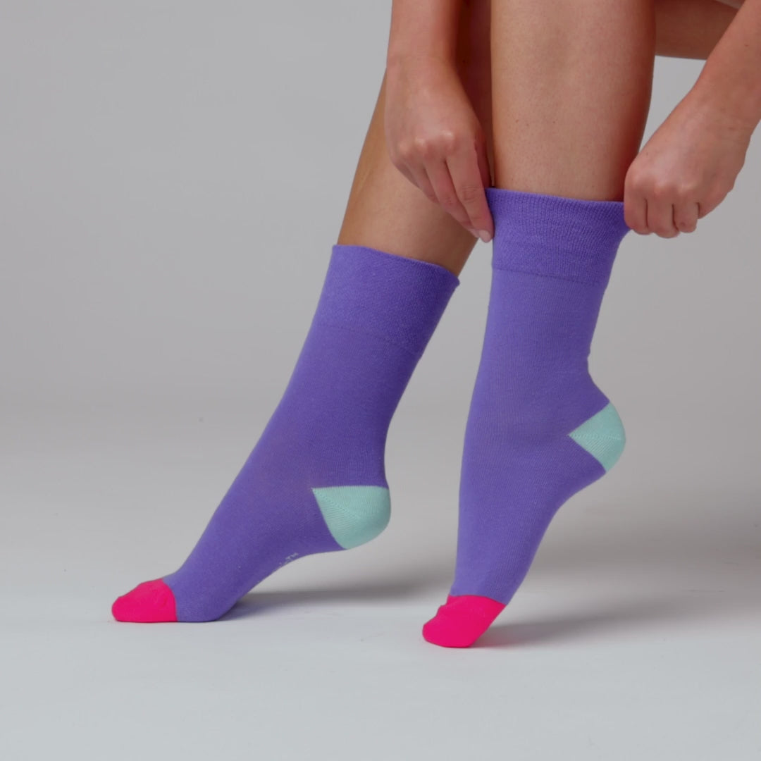 GENTLE GRIP 3Pk Crew Socks - Colour Burst - Women's  4-8