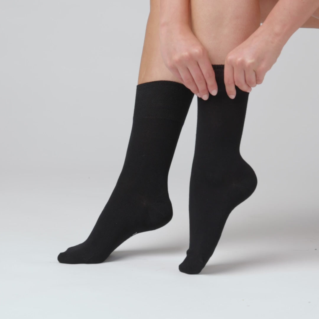 GENTLE GRIP 5Pk Business Socks-BLACK-Womens 4-8