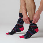 Load and play video in Gallery viewer, GENTLE GRIP 3Pk Bamboo Crew Socks-Prints-Mens 6-11
