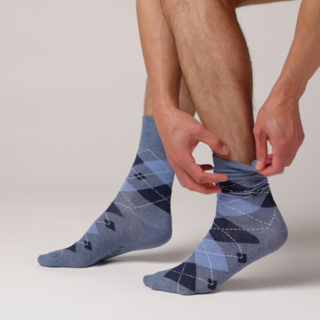 GENTLE GRIP 3Pk Argyle Business Socks - Men's Bigfoot