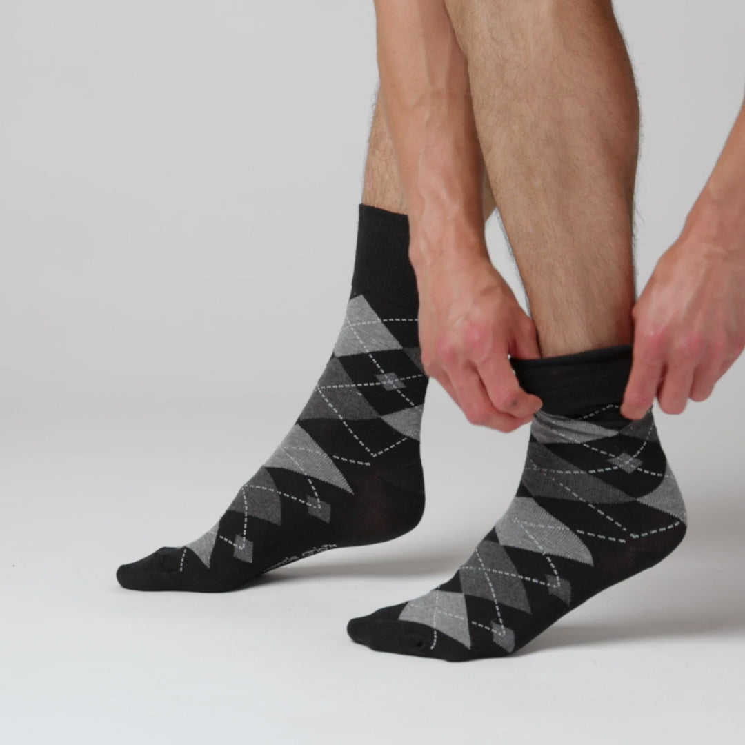 GENTLE GRIP 3Pk Business Socks-Argyle-Mens