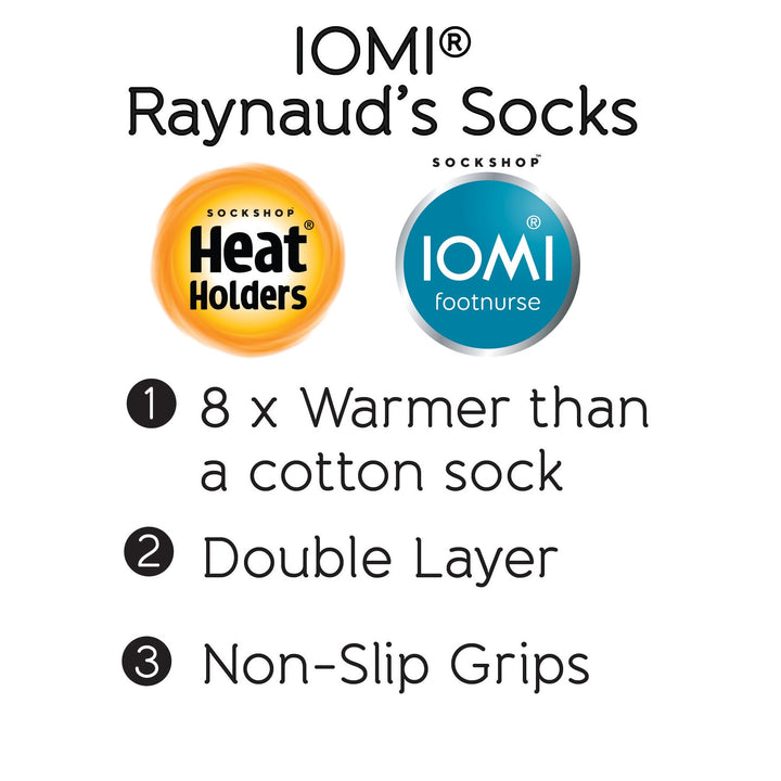 IOMI Footnurse Heat Holders Raynauds Thermal Dual Layer Slipper Socks- Womens