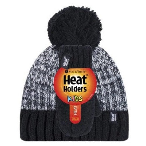 HEAT HOLDERS Turn Over Thermal Beanie & Mittens Set - Kids 3-6 years