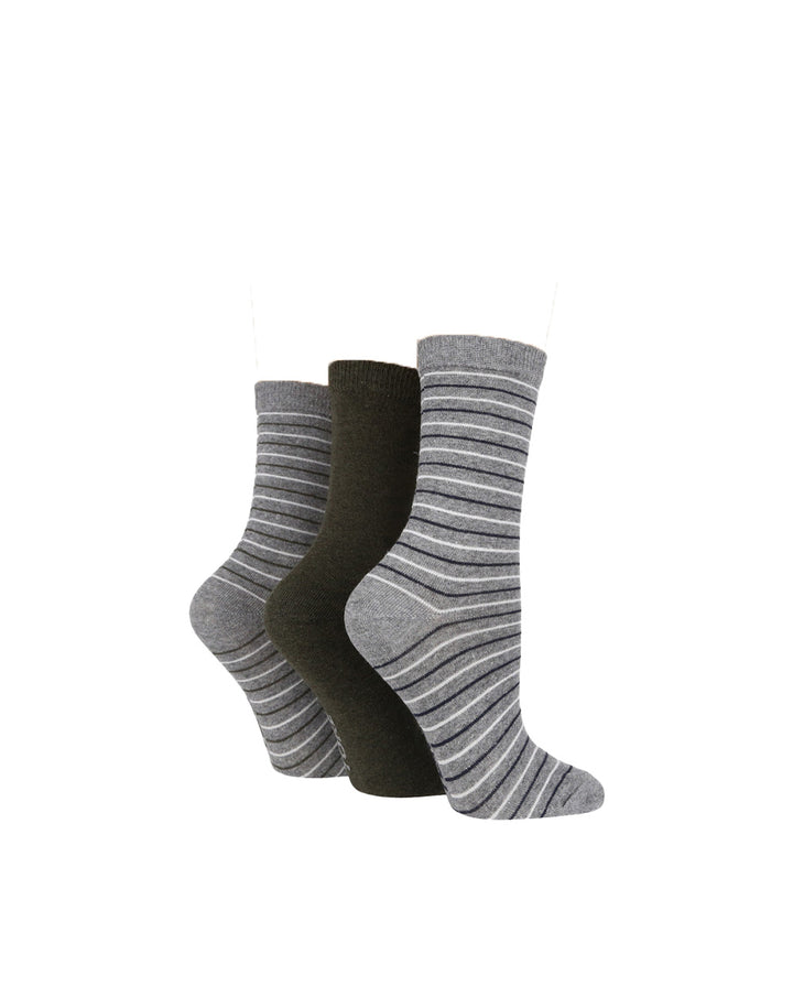 TORE 3Pk 100% Recycled Striped Socks-Womens 4-8