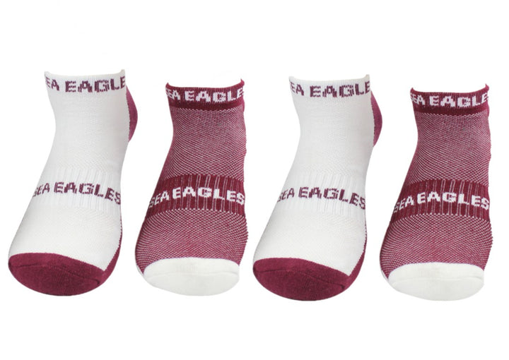 NRL Manly Sea Eagles 4 Pairs High Performance Ankle Sports Socks