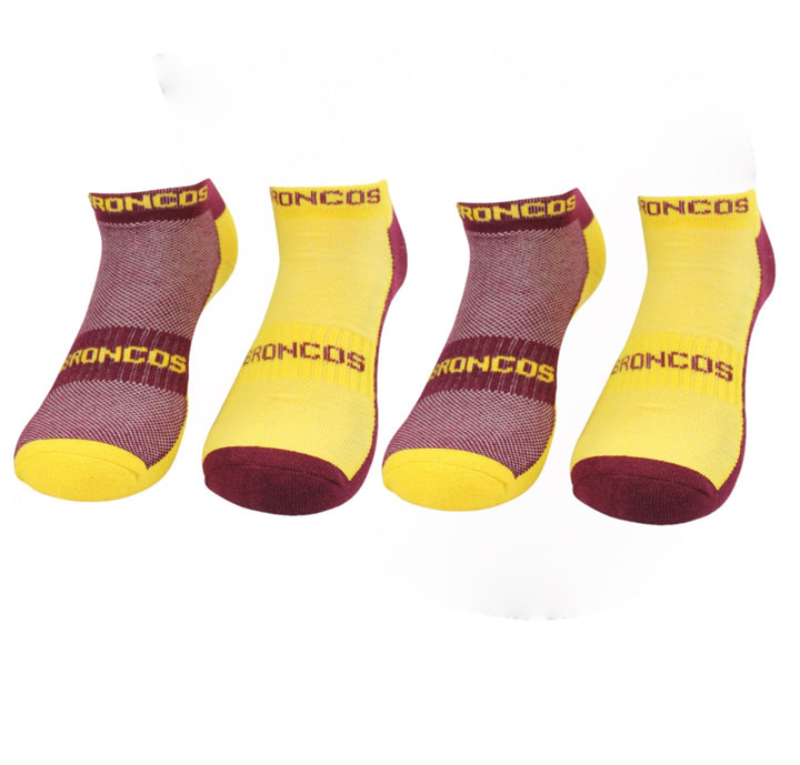 NRL Brisbane Broncos 4 Pairs High Performance Ankle Sports Socks