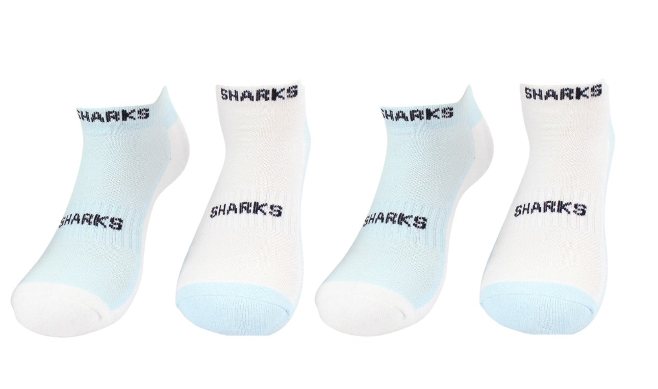 NRL Cronulla Sharks 4 Pairs High Performance Ankle Sports Socks